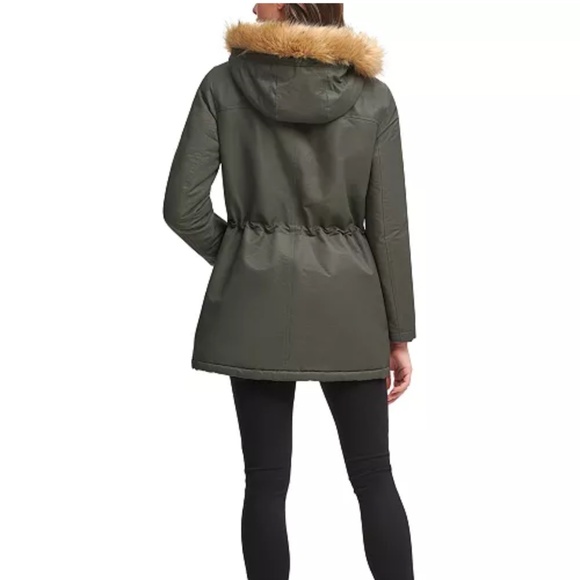 Levi’s Women's Hooded Fishtail Parka With Faux-Fur Trim Olive / Military Green S - Picture 3 of 13